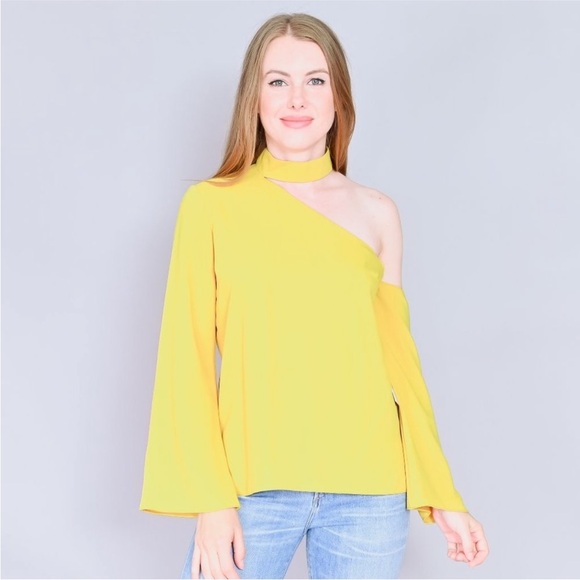 Amanda Uprichard Open Shoulder Asymmetric Off Shoulder Choker Top Blouse - Picture 12 of 12